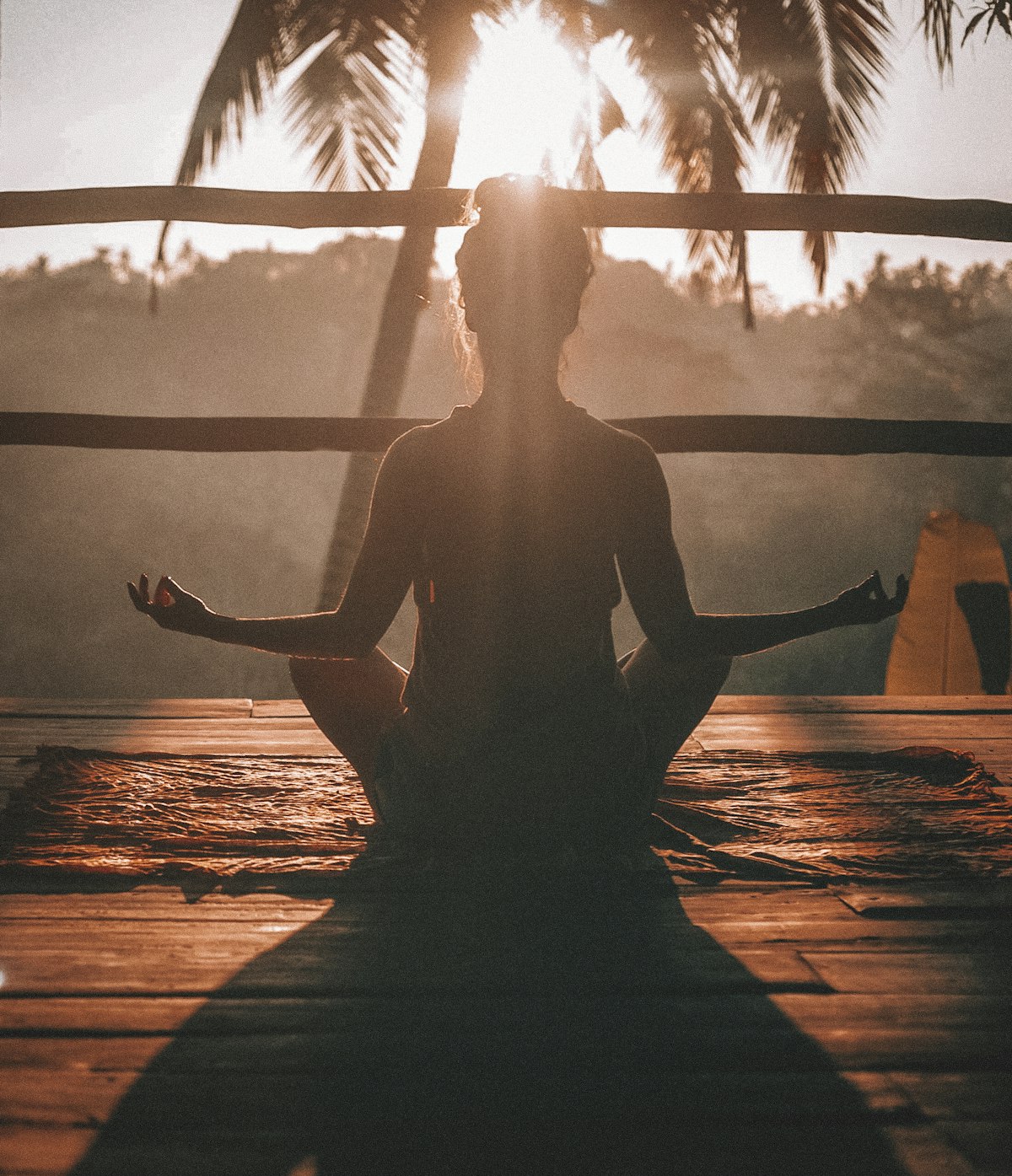 A yoga mat set out for a morning practice